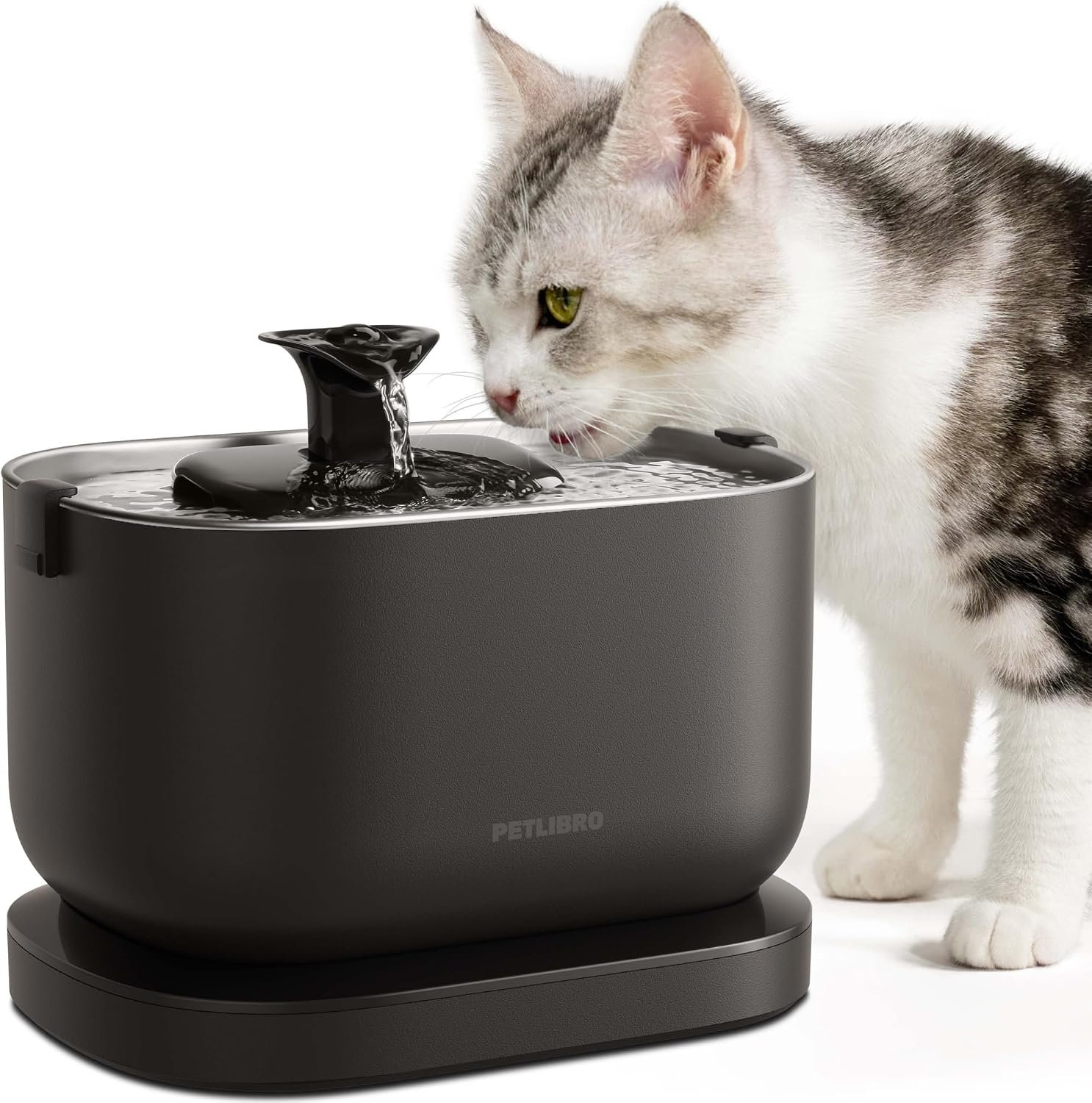 PETLIBRO Cat Water Fountain, Cordless Pet Water Fountain Battery Operated, 2.5L/84oz Dockstream Water Fountains for Cats Indoor, Cat Fountain with Stainless Steel Tray, Easy to Clean BPA-Free