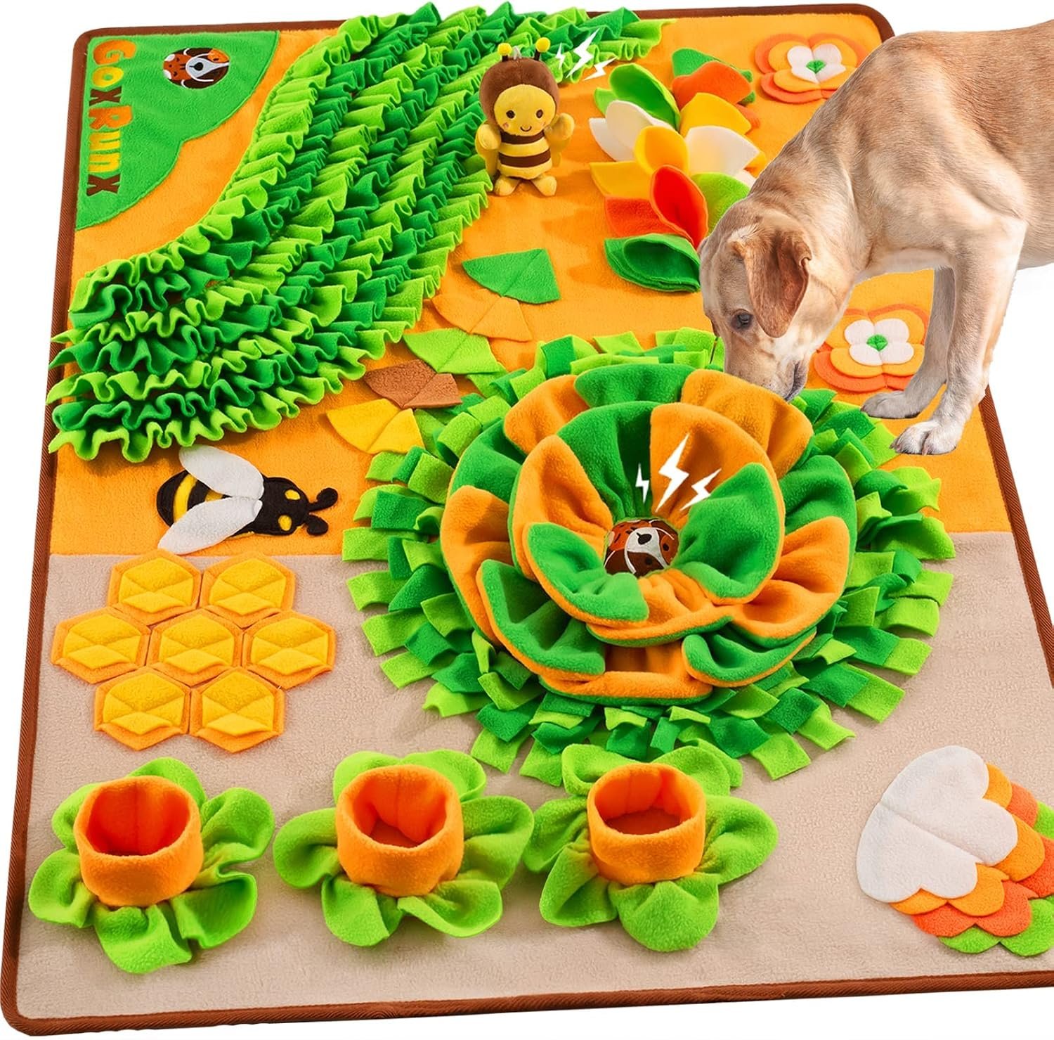 Snuffle Mat for Dogs 40” X 27” Large Dog Feeding Mats Pet Sniff Nosework Slower Feeder Interactive Dog Mat for Stress Relief Encourage Natural Foraging (Orange)
