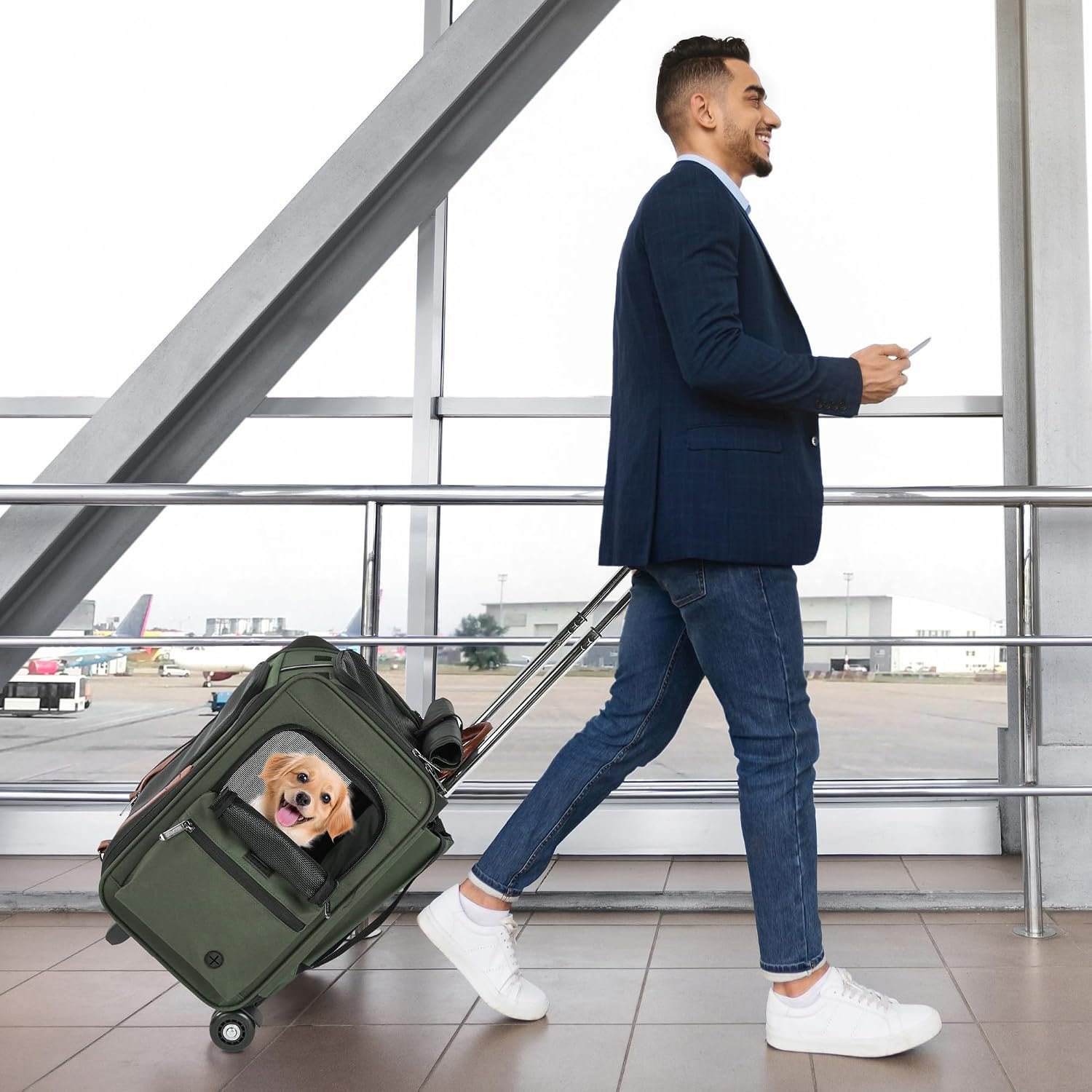 EliteField Deluxe Rolling Backpack Dog & Cat Carrier (2-Year Warranty)