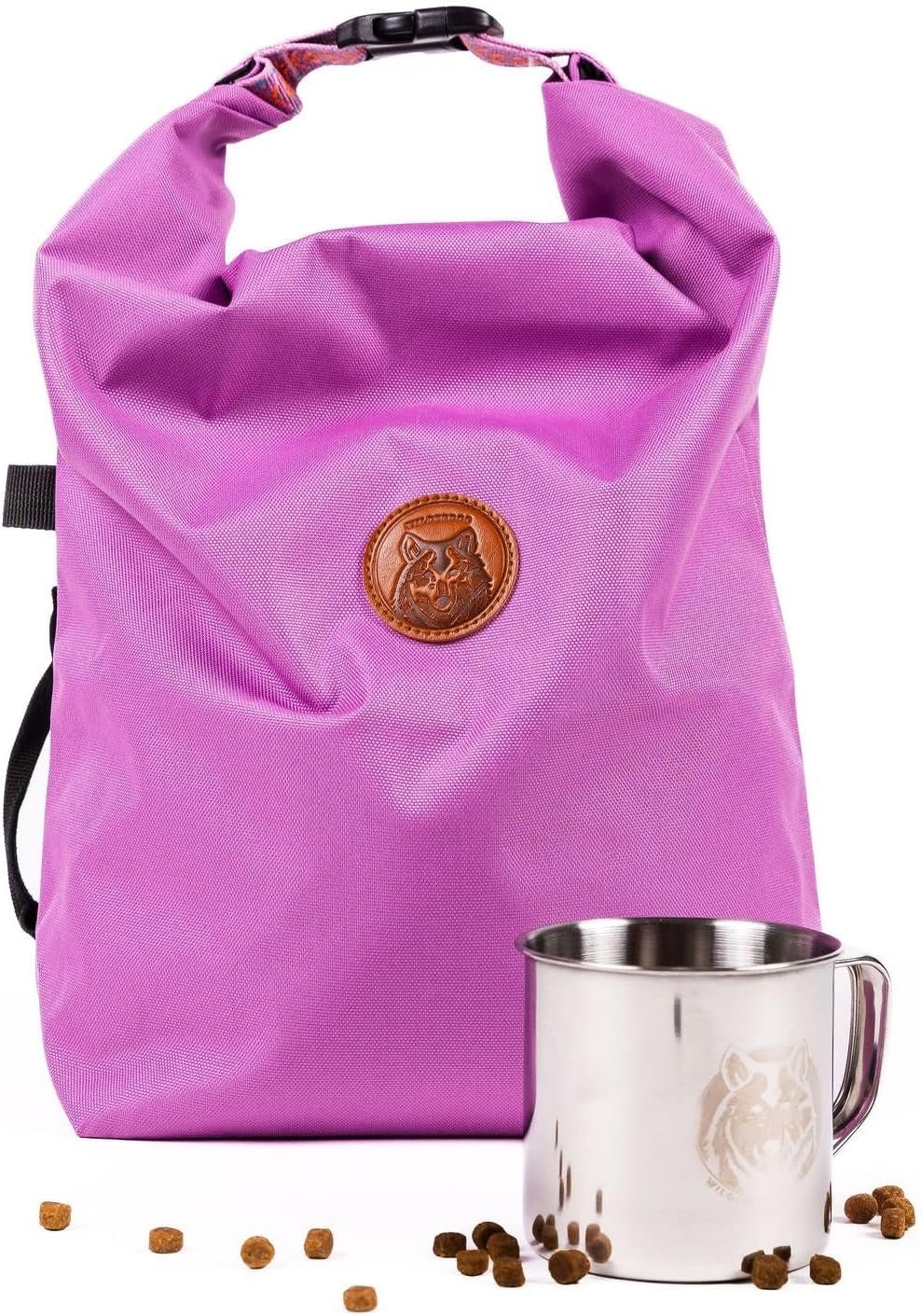 Wilderdog Doggie Bag – Water Resistant, Portable Kibble Carrier & Stainless Steel Mug – Lilac