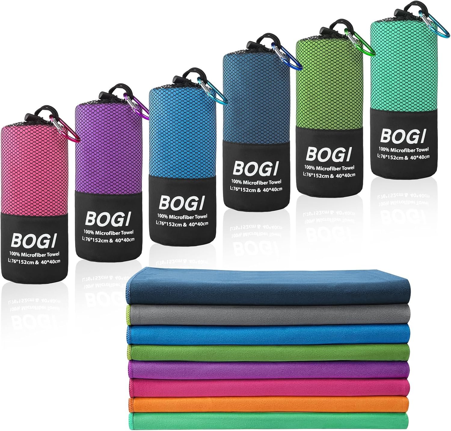 BOGI Microfiber Travel Sports Towel-Quick Dry Towel, Soft Lightweight Microfiber Camping Towel Absorbent Compact Travel Towel for Camping Gym Beach Bath Yoga Swimming Backpacking (M:40”x20”-Nblue)