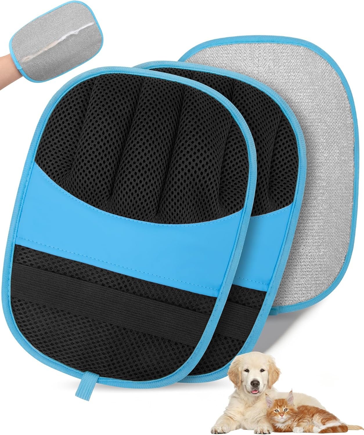 2 Pack Pet Hair Removal Glove, Five-Finger Tool for Dogs and Cats