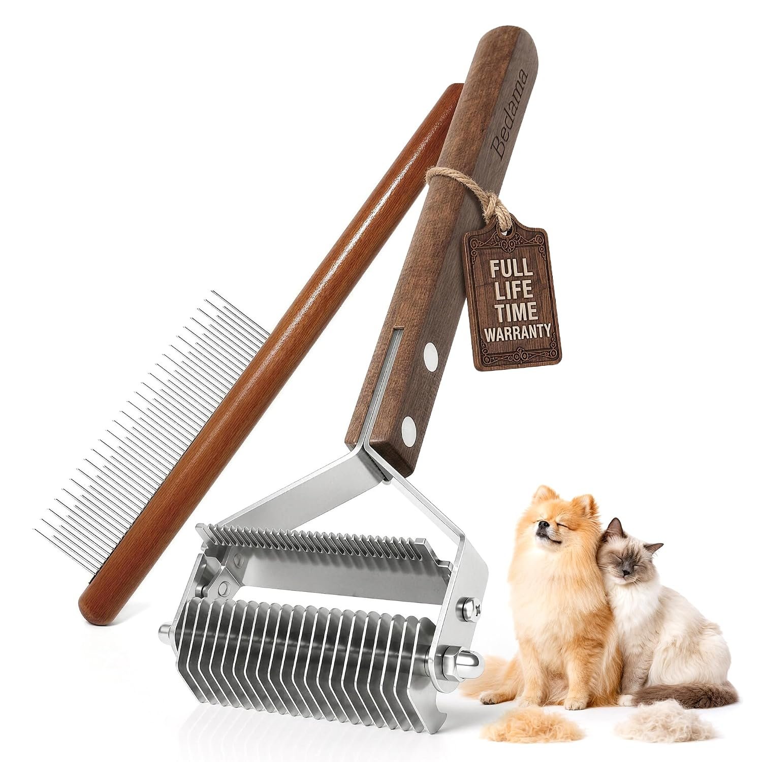 2 in 1 Cat Brush for Dematting & Deshedding, Undercoat Rake
