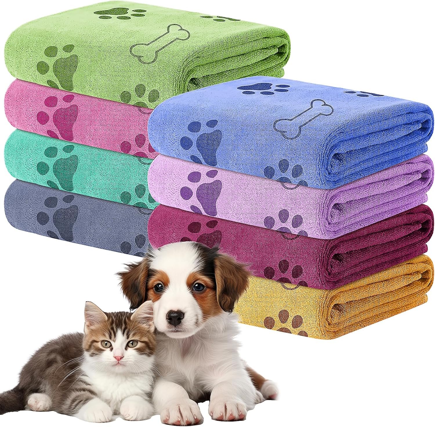 8Pcs Dog Towels for Drying 55 x 28 Inch Pet Bath Towels Bulk
