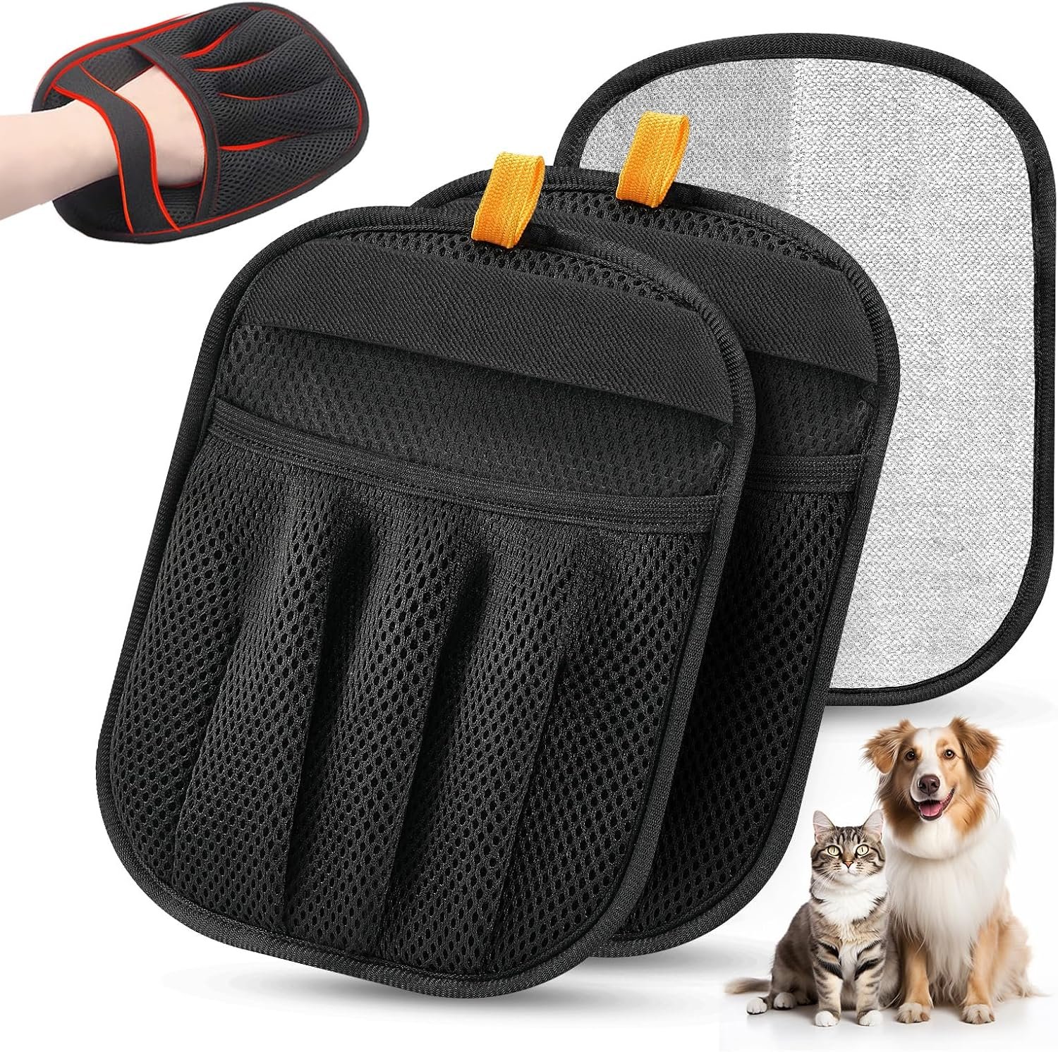 2Pcs Pet Hair Removal Gloves Cat & Dog, Electrostatic Reusable Remover Tool
