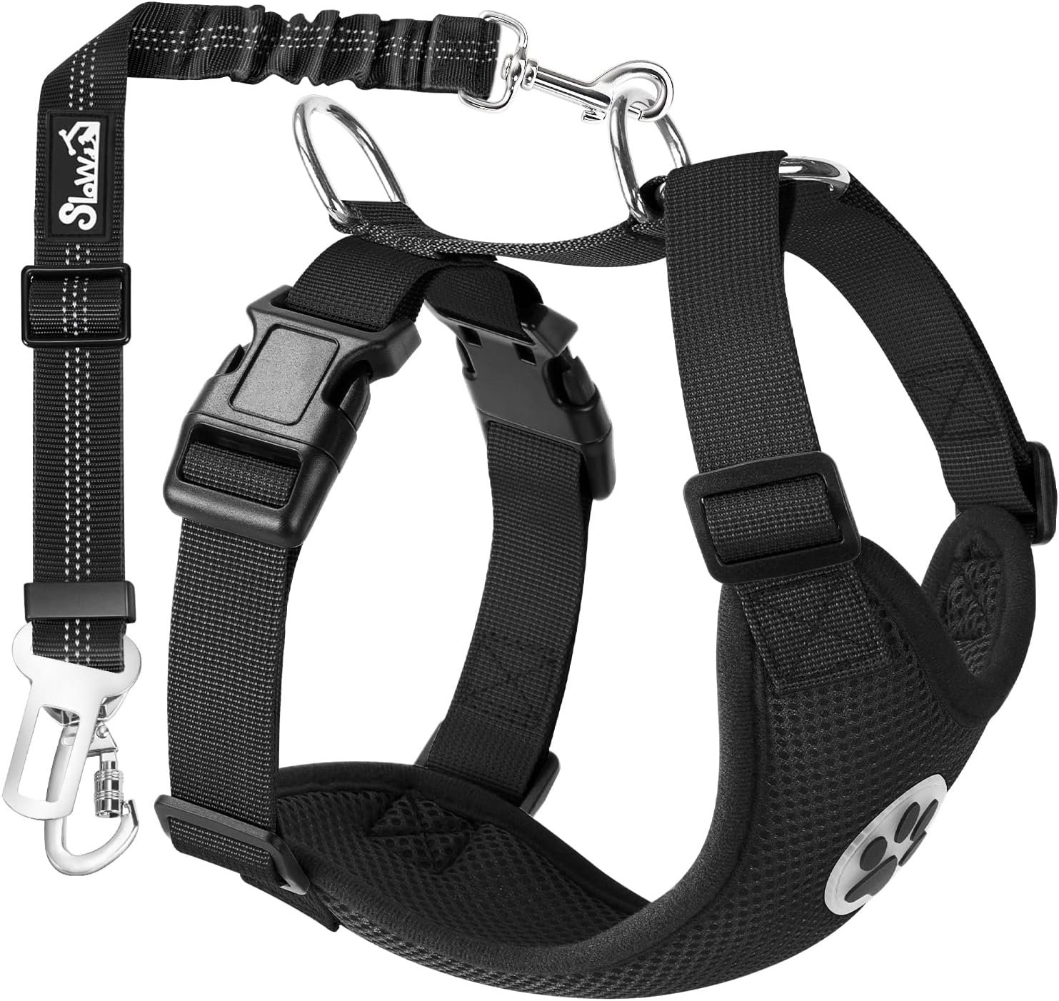 SlowTon Dog Seat Belt and Harness for Car, 2 in 1 Seatbelt Buckle, B S