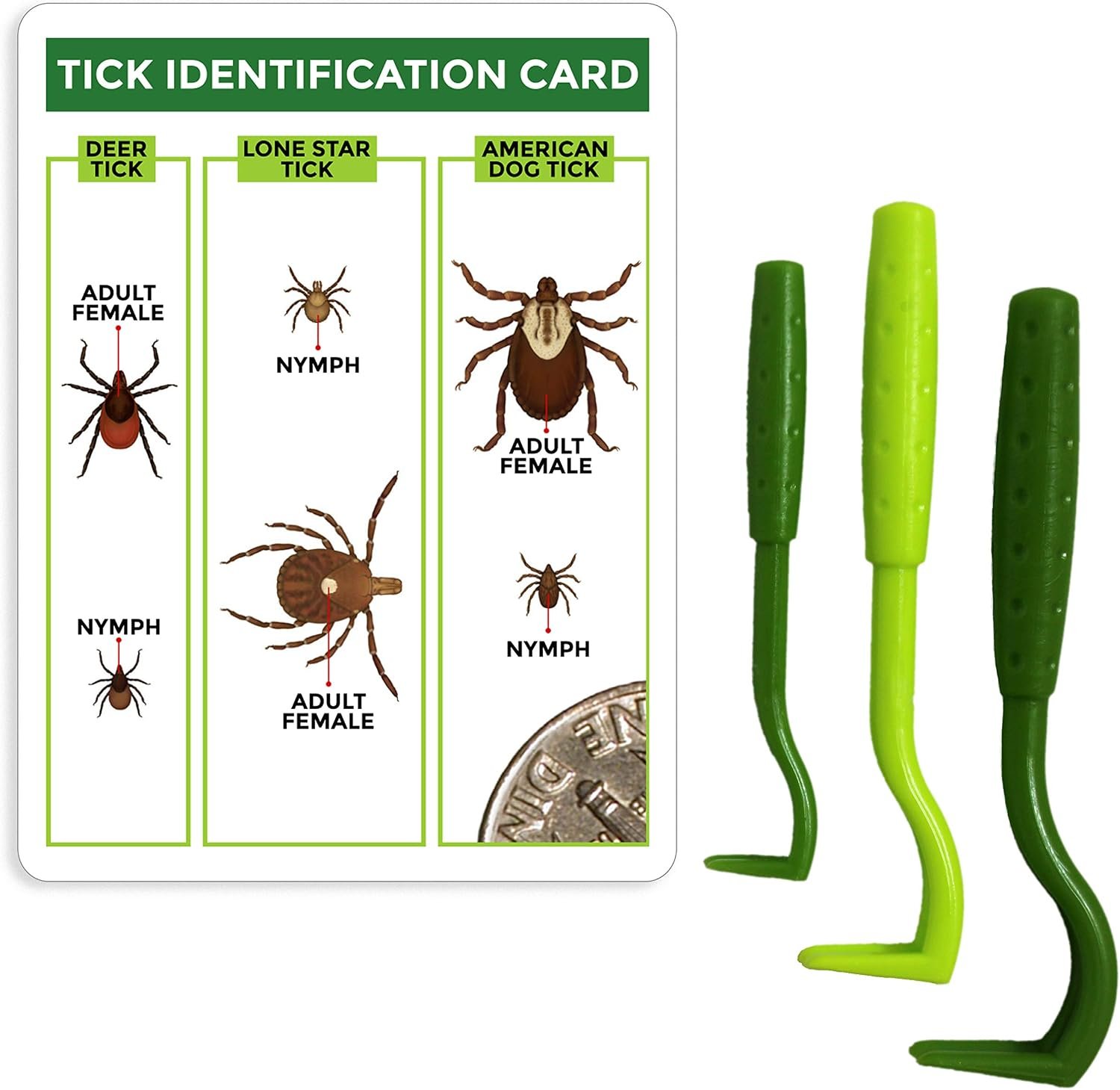 TickCheck Tick Remover Value 3 Pack – Tick Remover Tools + Tick Identification Card – for Humans, Dogs & Cats (5 Sets of 3)