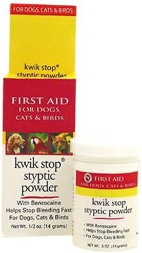 Kwik Stop Styptic Powder Helps Stop Nail Bleeding Fast! For Dogs, Cats & Birds 0.5 oz