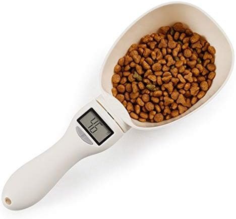 Dog Food Scale Cup Cat Food Bowl Kitchen Scale Bowl Spoon Measuring Cup Portable LED Display White