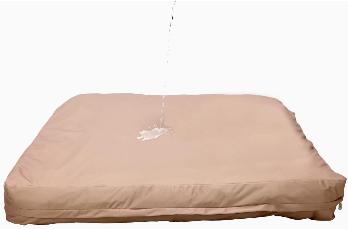 4Knines Dog Bed Cover – Waterproof Heavy‑Duty Zippered Liner, Medium, Tan