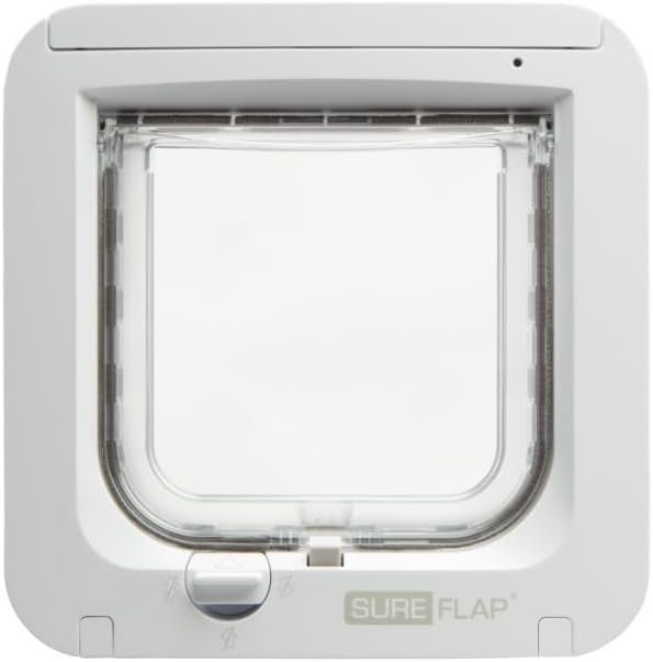 SureFlap – Sure Petcare Microchip Cat Flap, White, Scans Pet’s ID on Entry, Check Your Cat’s Size,Flap Opening is 4 3/4” (H) by 5 5/8” (W)