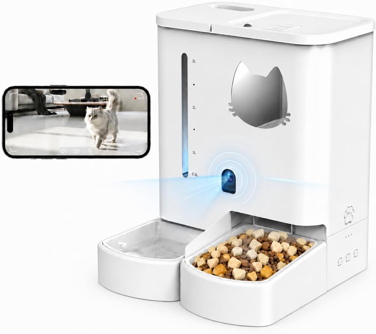 Waithem Automatic Cat&Dog Feeder and Waterer with Camera