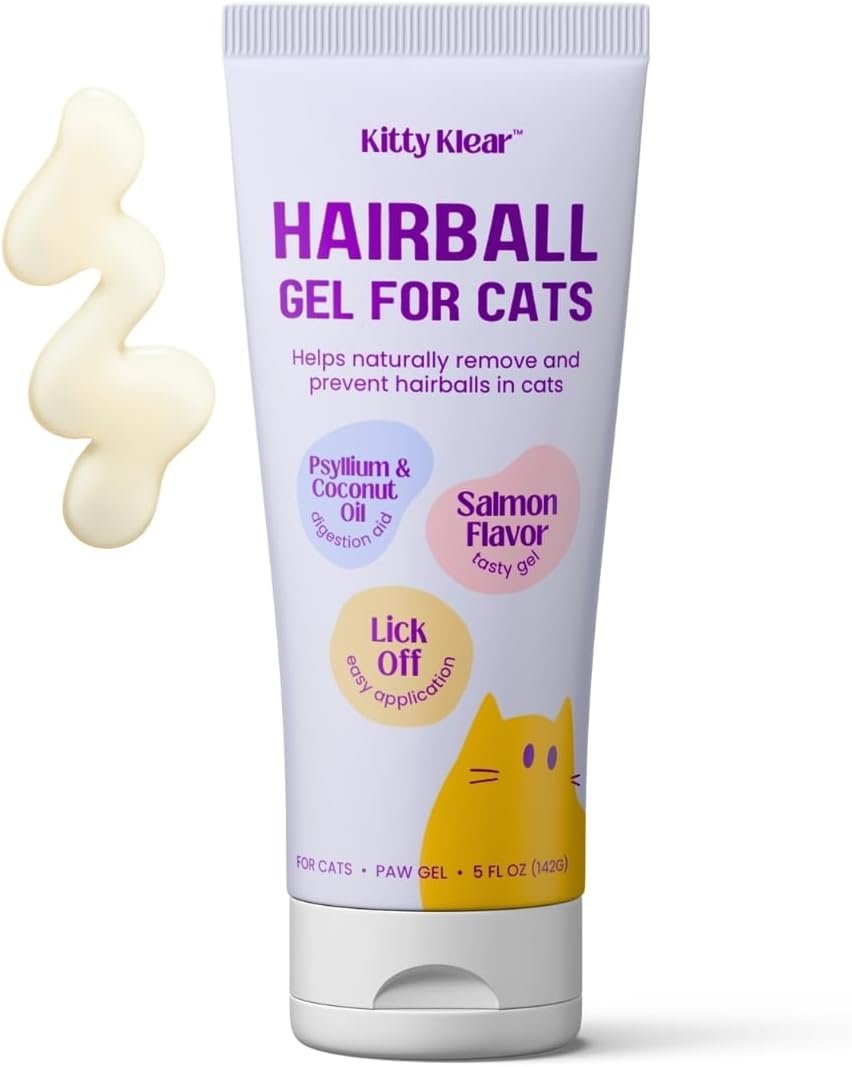 Hairball Gel for Cats – Cat Supplement to Help Reduce & Prevent Hairball – Salmon Flavor, Easy Paw Application Gel