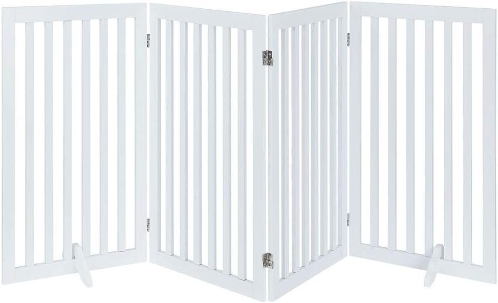 unipaws 36”H Free Standing Pet Gate for Dog, Tall Wooden Dog Gate, 80” Wide