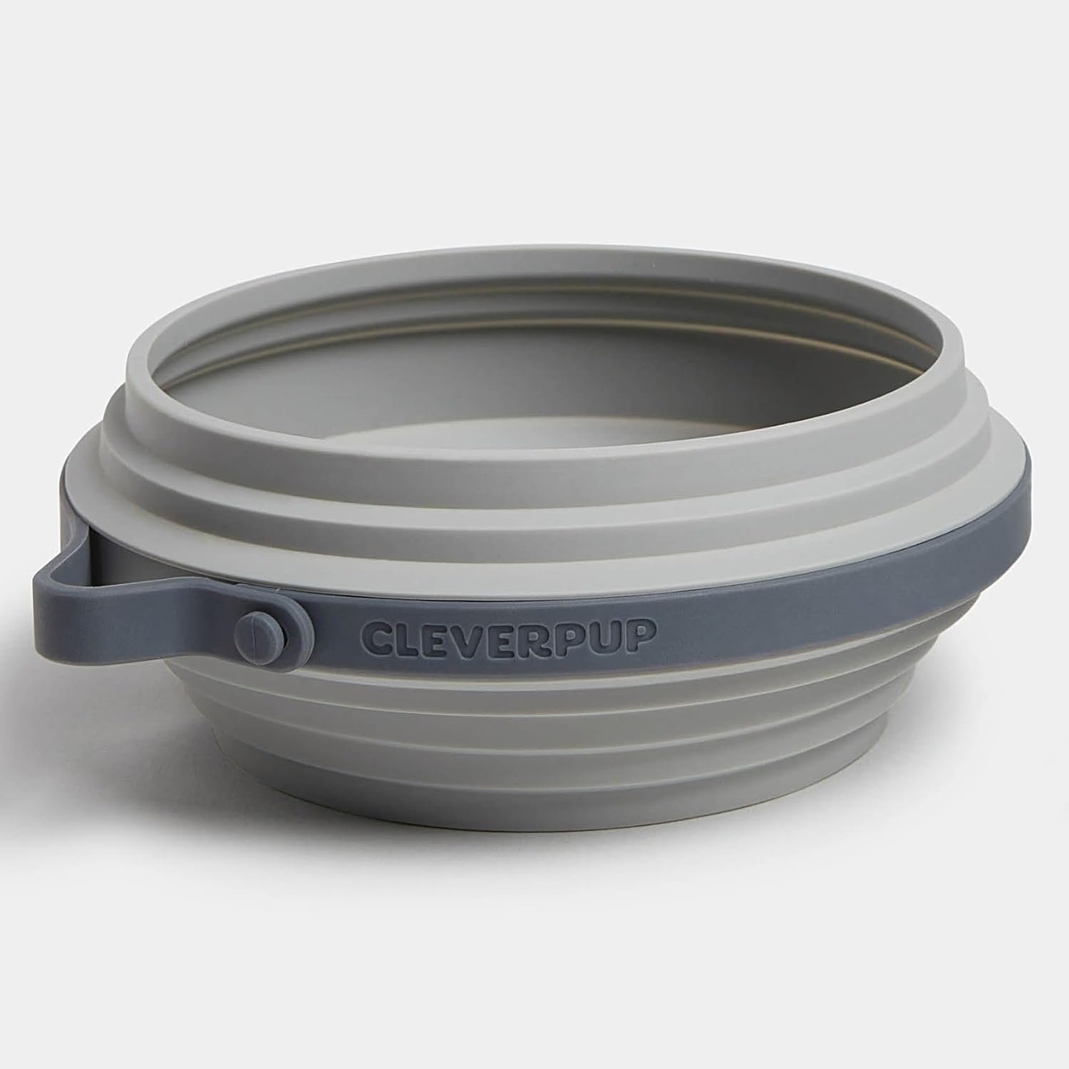 Cleverpup Nomad Large Collapsible Travel Dog Bowl – 4 Cup, Grey Silicone