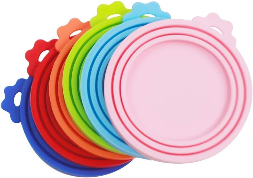 Yobbai 6 packs Pet Food Can Lids, Food Safe BPA-Free & Dishwasher Safe, Can Covers Most Standard Size Dog and Cat Can Tops