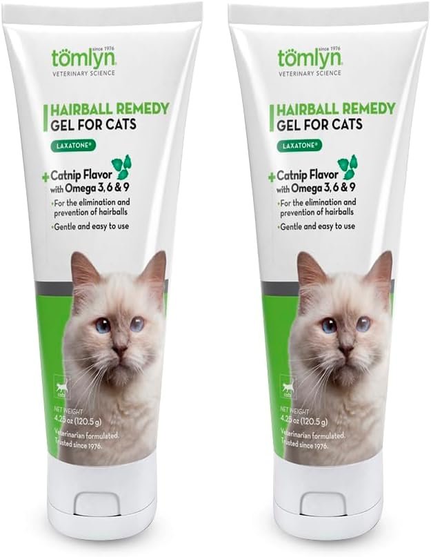TOMLYN Laxatone Catnip Flavored Hairball Remedy Gel for Cats and Kittens, Hairball Gel for Cats to Help Prevent Hairballs and Promote Healthy Digestion, 4.25oz – 2 Pack