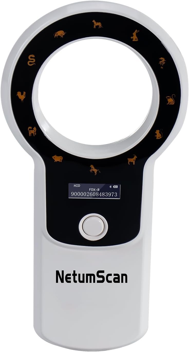 NetumScan Upgraded Pet Microchip Reader, 1024 Data Storage Portable Pet Chip Scanner Rechargeable Animal ID Tag Scanner with Stable OLED Display for ISO 11784/11785,FDX-B and ID64 RFID EMID-206C