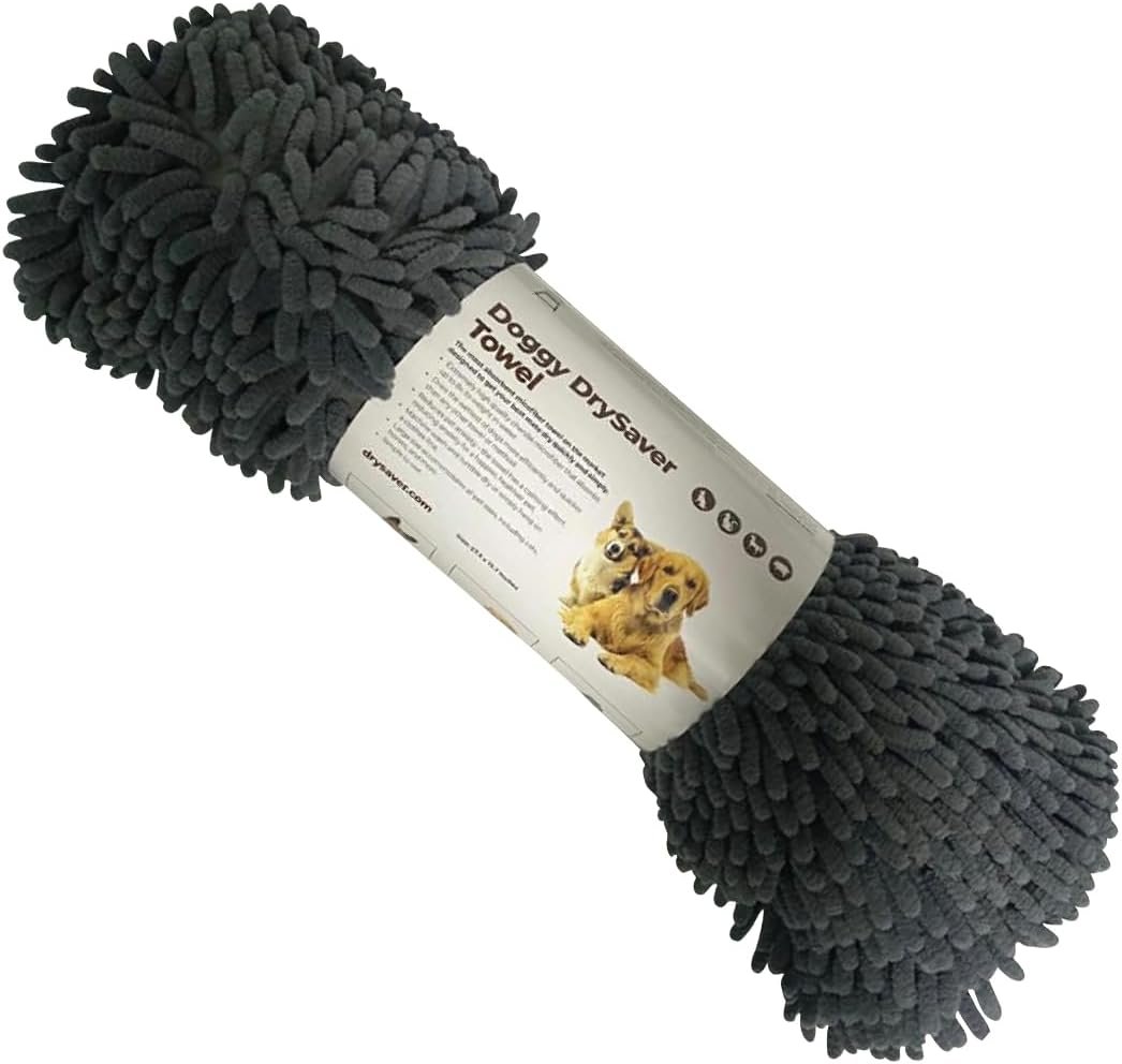 Rapid Dry Towels Doggy DrySaver Premium Chenille Pet Drying Towel | 2.3ft x 1.3ft | Ultra Absorbent Microfiber Dog Towel | Quick Dry Mud & Paw Cleaner | Soft Grooming Towel for Dogs Cats & Pets