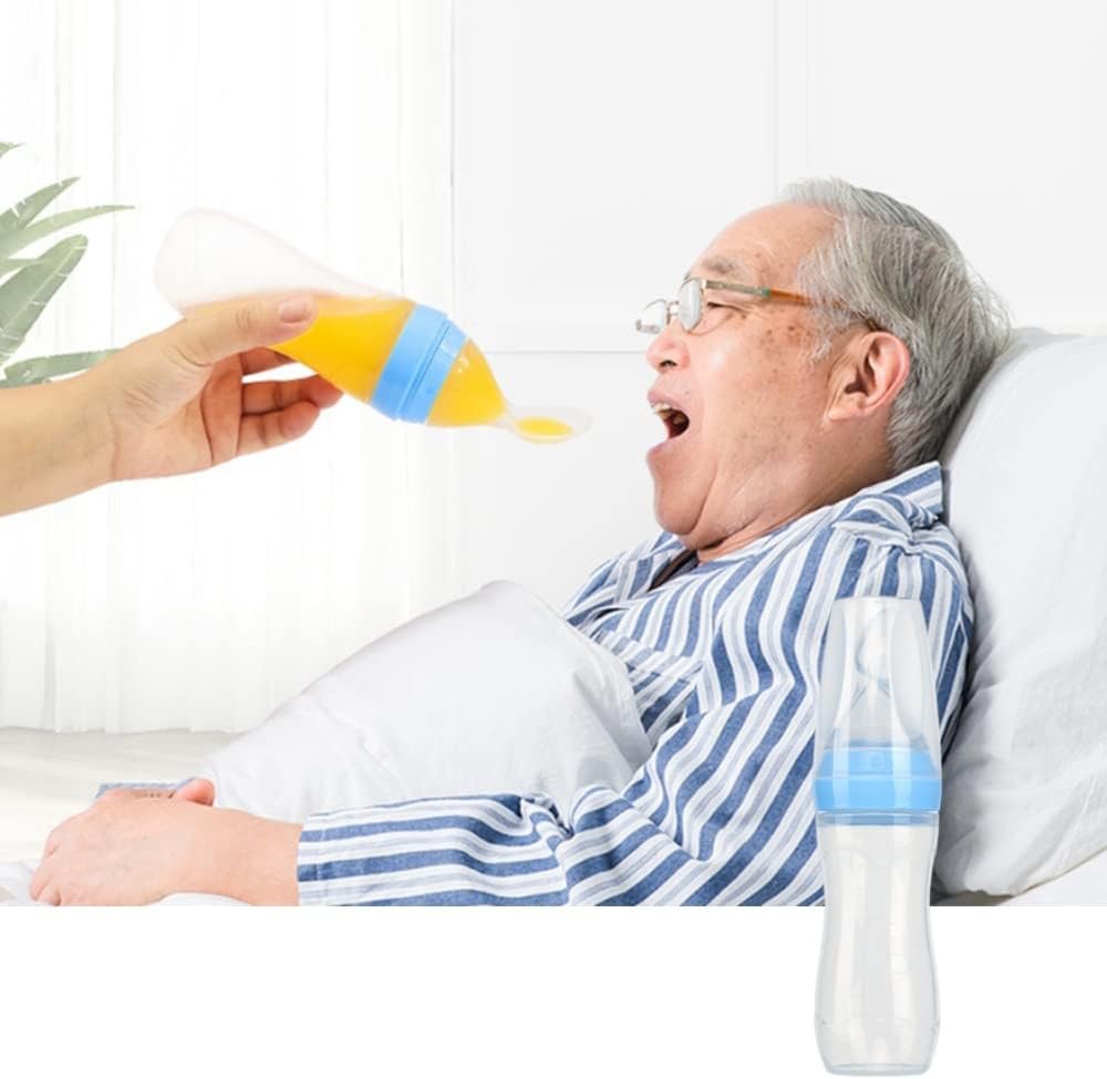 SIQITECHNO Drinking Aids Feeding Cup With Brush Flow Control Liquid Feeder Dysphagia Cup For Water Porridge Soup Fluid Drink Spoon Bottle For Elderly Adults Disabled Pregnant Patient Maternity