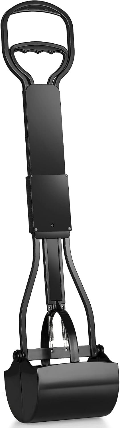 Mr. Peanut’s 32″ Tall Profile Pooper Scooper, ABS Frame & Waste Bin with Double Spring Clamp, Lightweight Design, Simple One Click Assembly