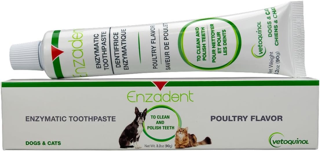 Enzadent Enzymatic Toothpaste – Poultry-Flavored Paste for Cats & Dogs – Supports Healthy Teeth, Gums & Fresh Breath – Easy-to-Use Dental Care – 3.2 oz
