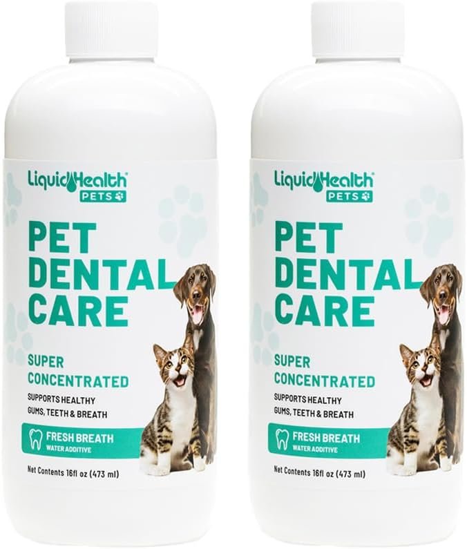 LIQUIDHEALTH Pet Dental Care Water Additive for Dogs & Cats – Fast Acting Pet Bad Breath Freshener, Dog Mouth Wash, Animal Oral Dental Rinse, Plaque & Tartar Teeth Cleaning Solution (2-Pack)