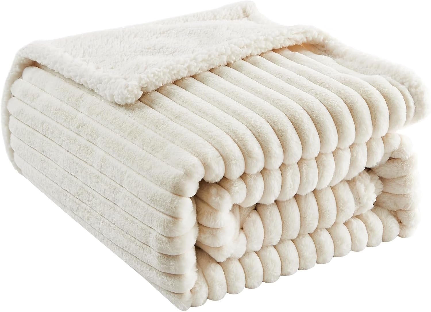 Qeils Waterproof Calming Dog Blanket for Medium Dogs, Noiseless Soft Plush Pet Blanket for Cats, 500GSM Thick Faux Fur Pet Throw, Couch Furniture Protector for Puppy, Cream, 30x40IN