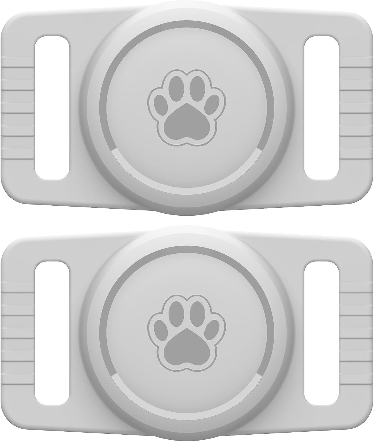 GOCII for Airtag Dog Collar Holder 2 Pack,Waterproof Dog Collar Holder for Apple AirTag(Gen 1 & 2),Silicone Air Tags Case for Dog Collars(Light Gray)
