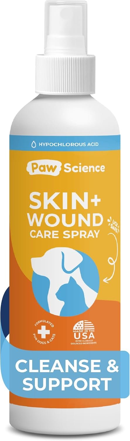 Paw Science Skin & Wound Care Spray for Dogs & Cats – Lick-Safe Antiseptic Healing Aid, Itch Relief & Skin Repair Treatment for Hot Spots, Rashes, Cuts, Burns, & Irritation