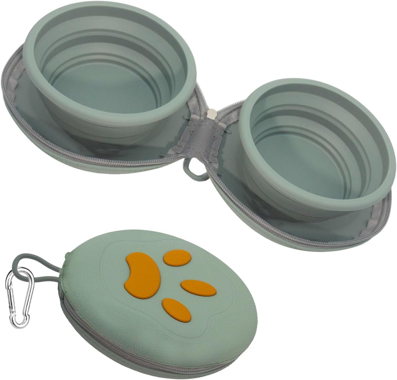 2-in-1 Collapsible Dog Travel Bowl Portable Silicone Carabiner