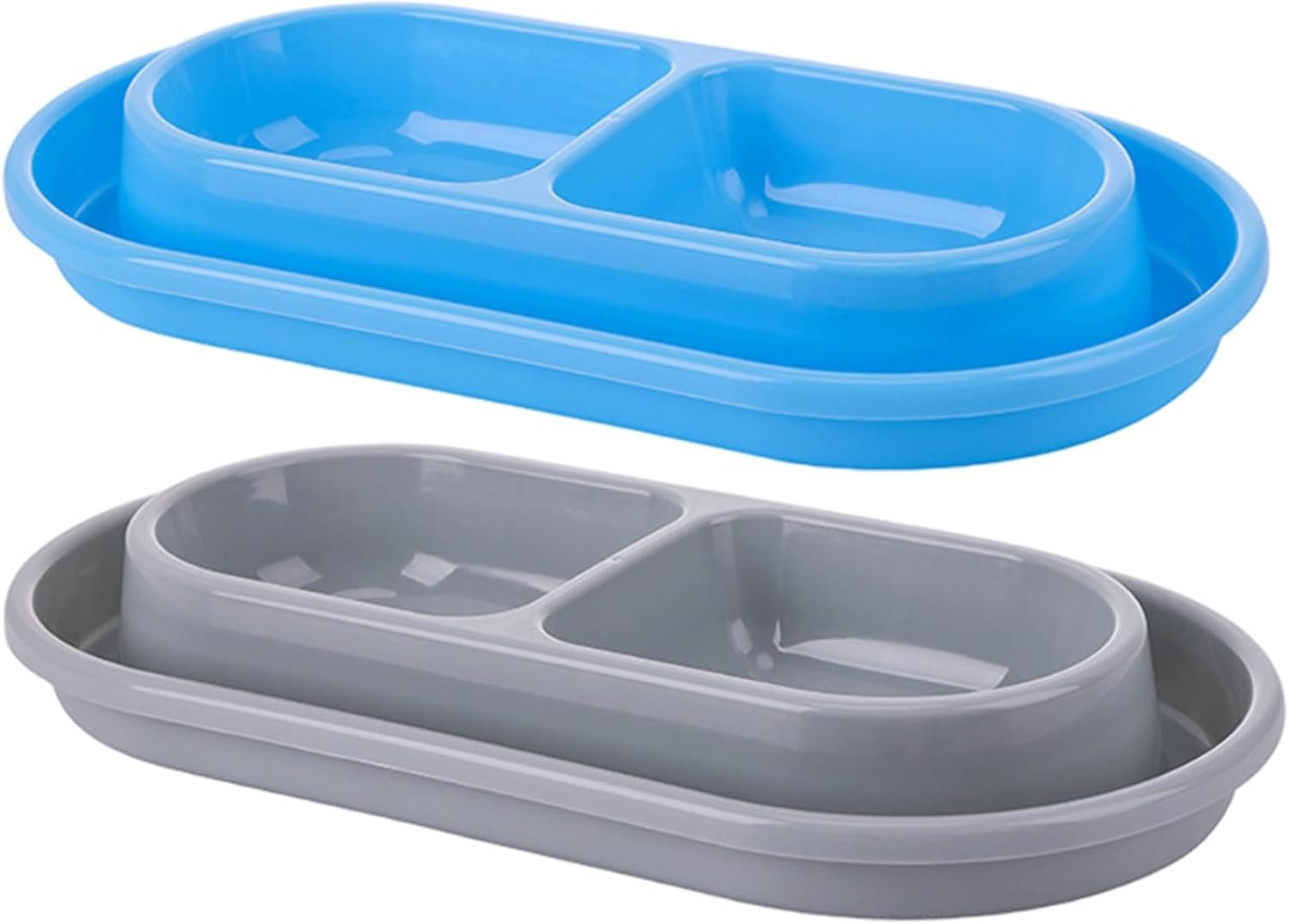 Anti-Ant Cat and Dog Food Bowls, 2PCS Ant Proof Cat Food Bowls Double Tray Proof Dog Bowl Non Slip Plastic Pet Feeder 10.8×5.9×1.4 Inch