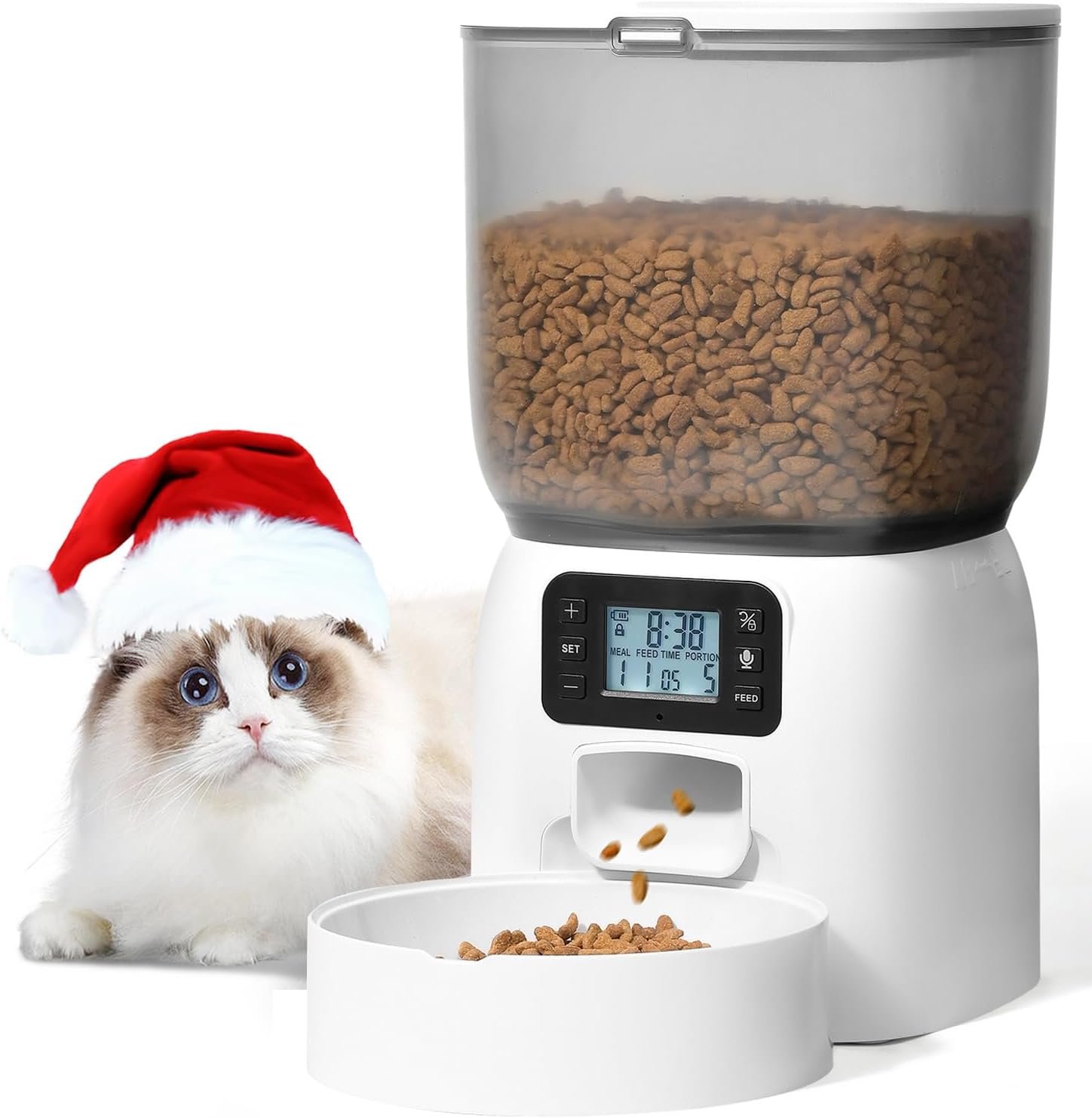 ANDOLL HOME Automatic Cat Feeder, 3L Cat Food Dispenser with 10s Voice Recorder, Pet Feeder up to 8 Meals per Day, Timed Dog Feeder