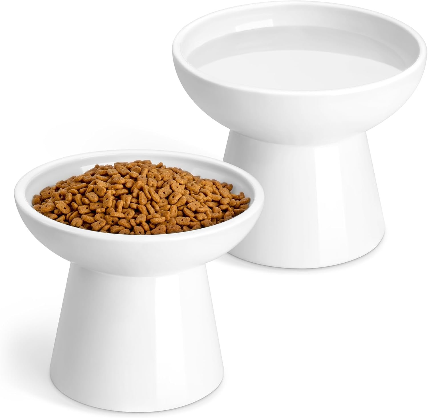 vancasso 2-Pack 6.2″ Wide Elevated Cat Bowls, Ceramic Raised Cat Bowls