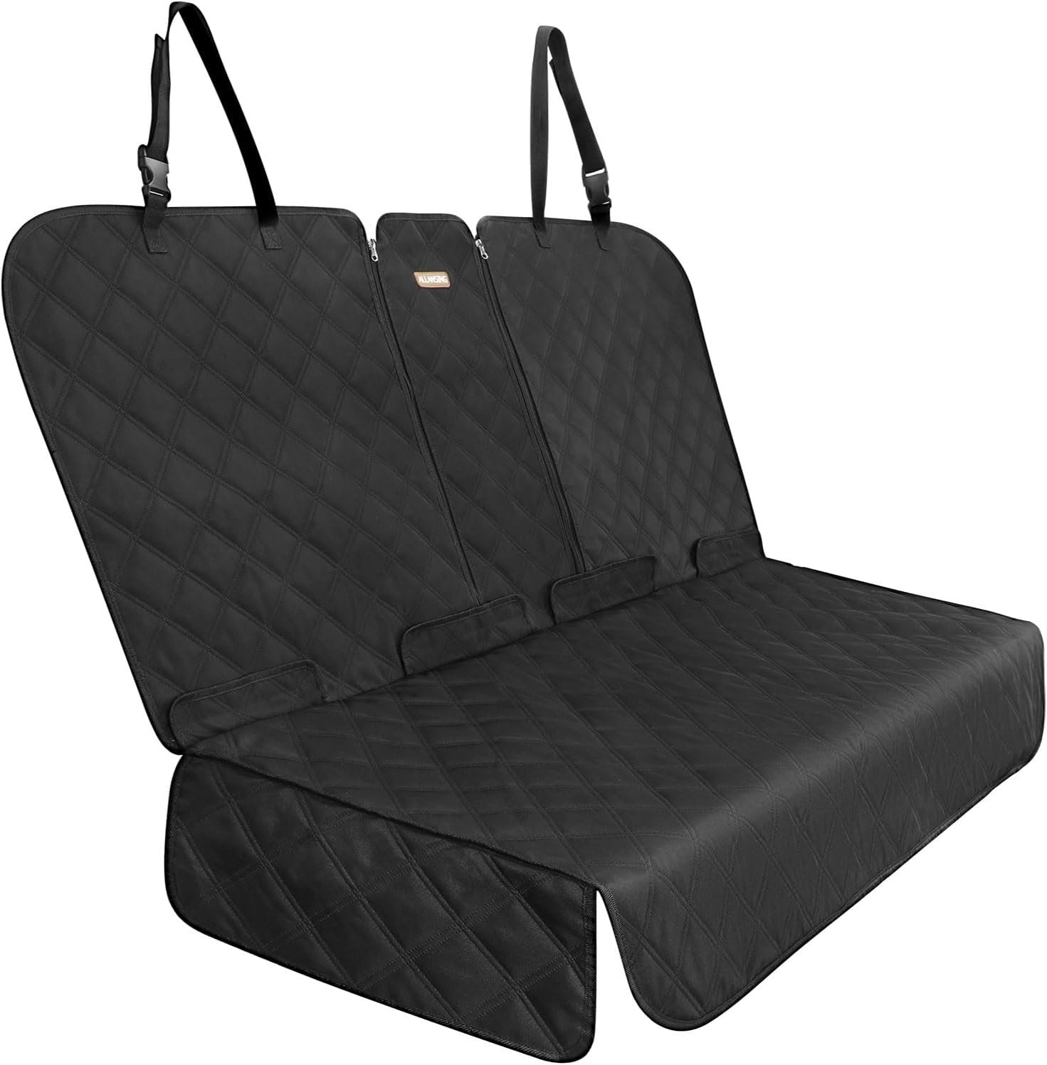 ALLANSING Back Seat Cover – 900D Oxford Waterproof Car Seat Protector, Fits Cars/SUVs/Trucks, Split Bench, Non-Slip, for Messy Kids & Drooling Dogs, Easy Clean(Black)