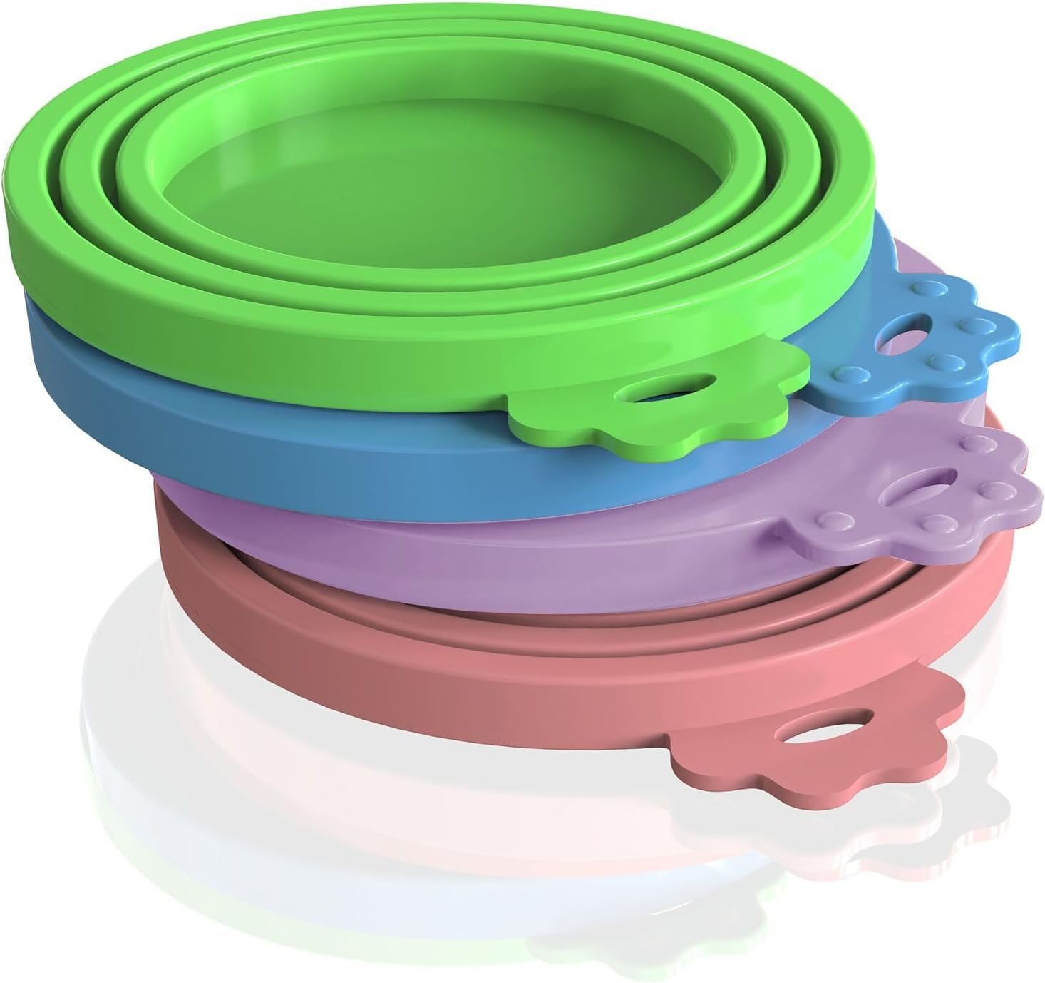 4 pack Silicone Pet Food Can Lids for 3 Size, Multicolor
