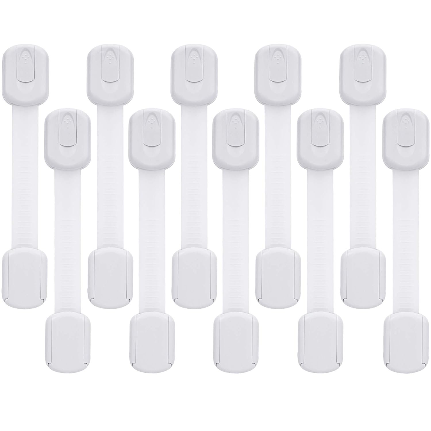 Goodv Child Safety Cabinet Locks – (10 Pack) Baby Proofing Latches to Drawer Door Fridge Oven Toilet Seat Kitchen Cupboard Appliance Trash Can with 3M Adhesive – Adjustable Strap No Drill No Tool