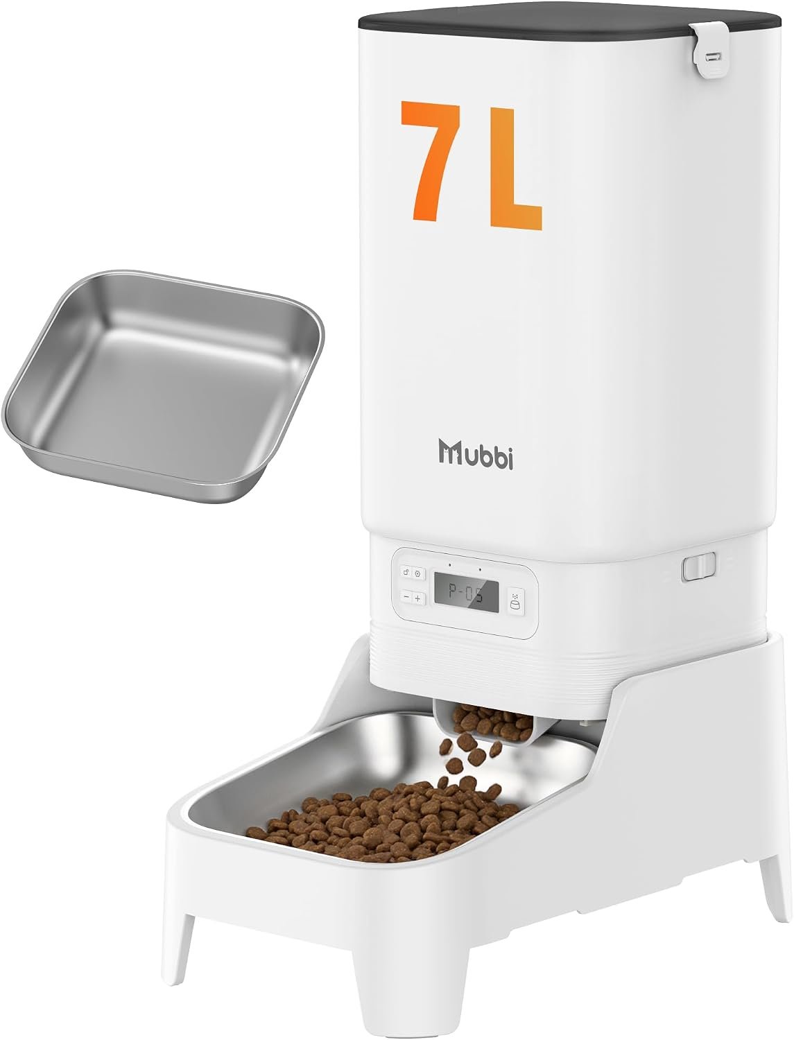 Automatic Dog Feeder with Elevated Stand – 7L Cat Food Dispenser with Large Food Tray, Timed Auto Cat Feeder for Dry Food, 6 Meals Per Day, No-Jam, Freshness Design, Detachable for Easy Clean
