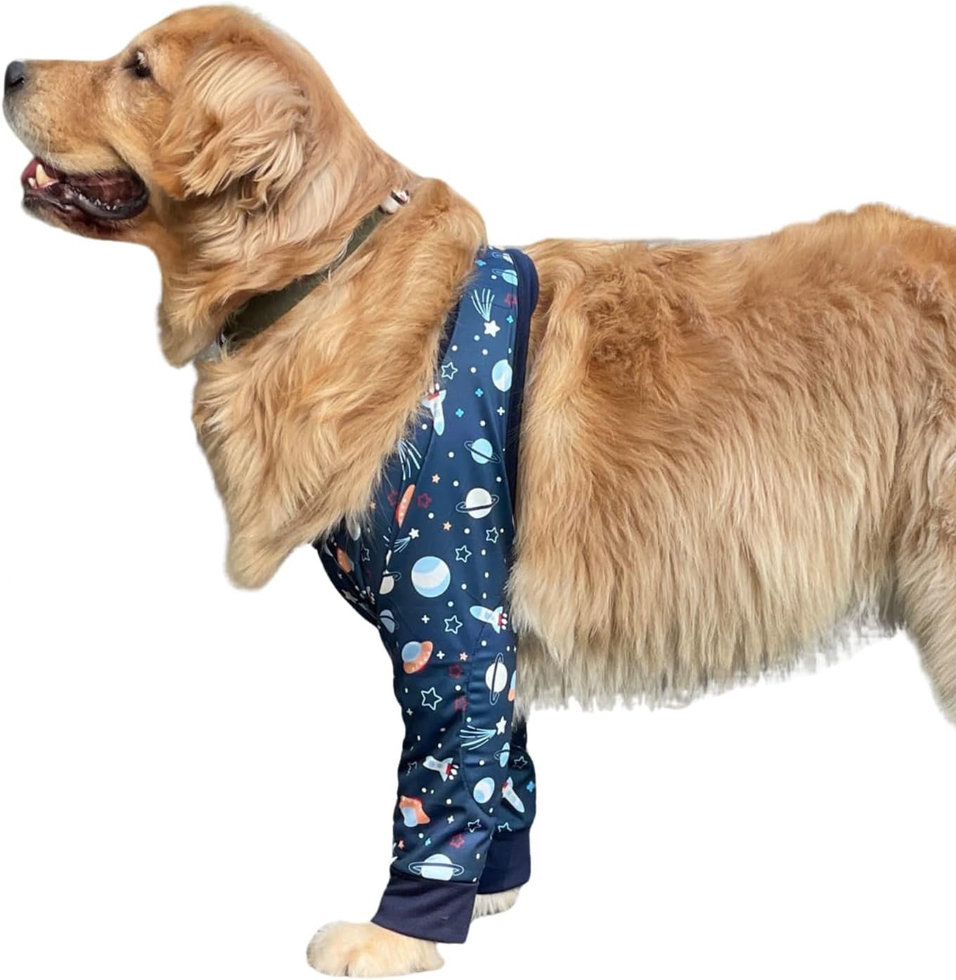 HDKUW Dog Elbow Protector for Calluses, Dog Joint Recovery Sleeve for Prevent Licking Wound, Elbow Sleeves with Mesh Pad for Medium Large Dogs (L, Universe)