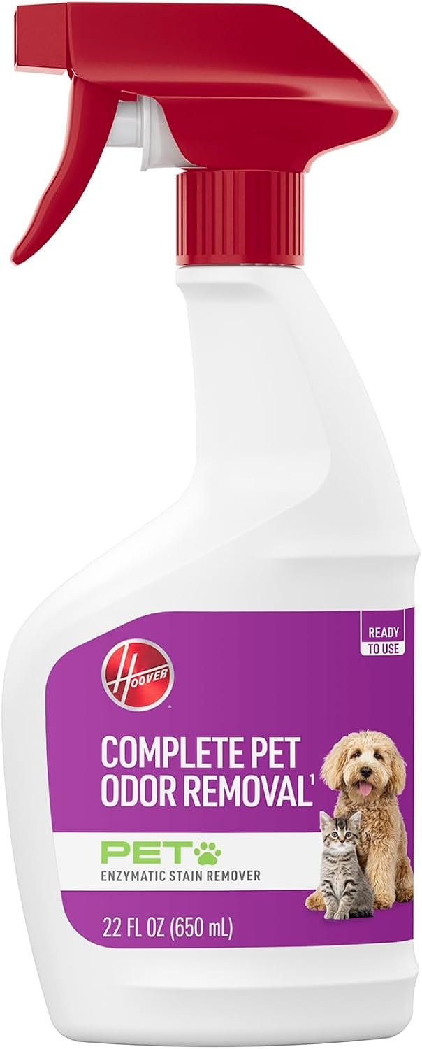 Hoover Pet Pre-Treat Spot and Stain Remover Spray, 22 oz., Pet Formula for Carpet and Upholstery, Tackles Tough Pet Messes and Stains, Pair Carpet or Spot Cleaner