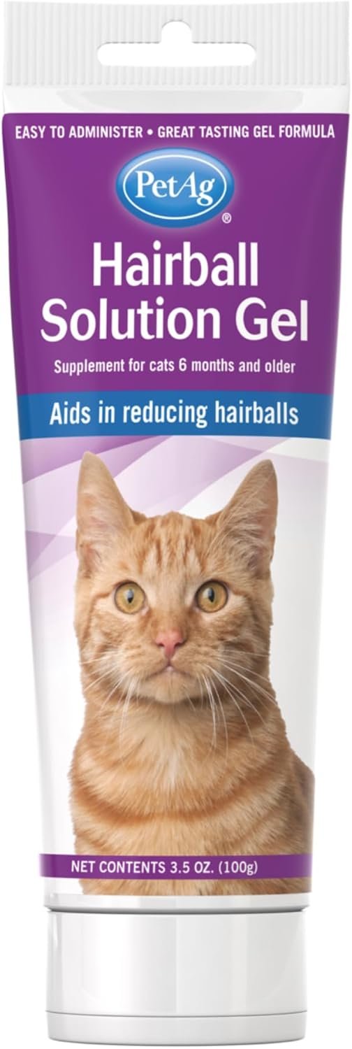 PetAg Hairball Solution Gel Supplement for Cats – 3.5 oz – Helps Prevent and Reduce Hairballs in Cats 6 Months and Older