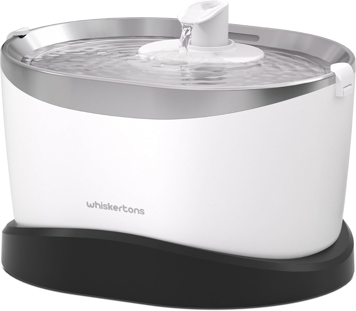 Whiskertons Wireless Cat Water Fountain, Cordless Battery Operated Pet Fountain, 3L/101oz EverMount Cat Fountain, Pet Water Fountains for Cats Indoor, Stainless Steel Tray, Easy to Clean, BPA-Free