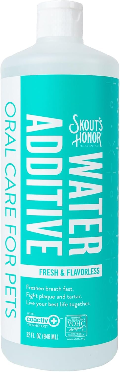 SKOUT’S HONOR Fresher Breath Water Additive for Dogs and Cats, 32 oz