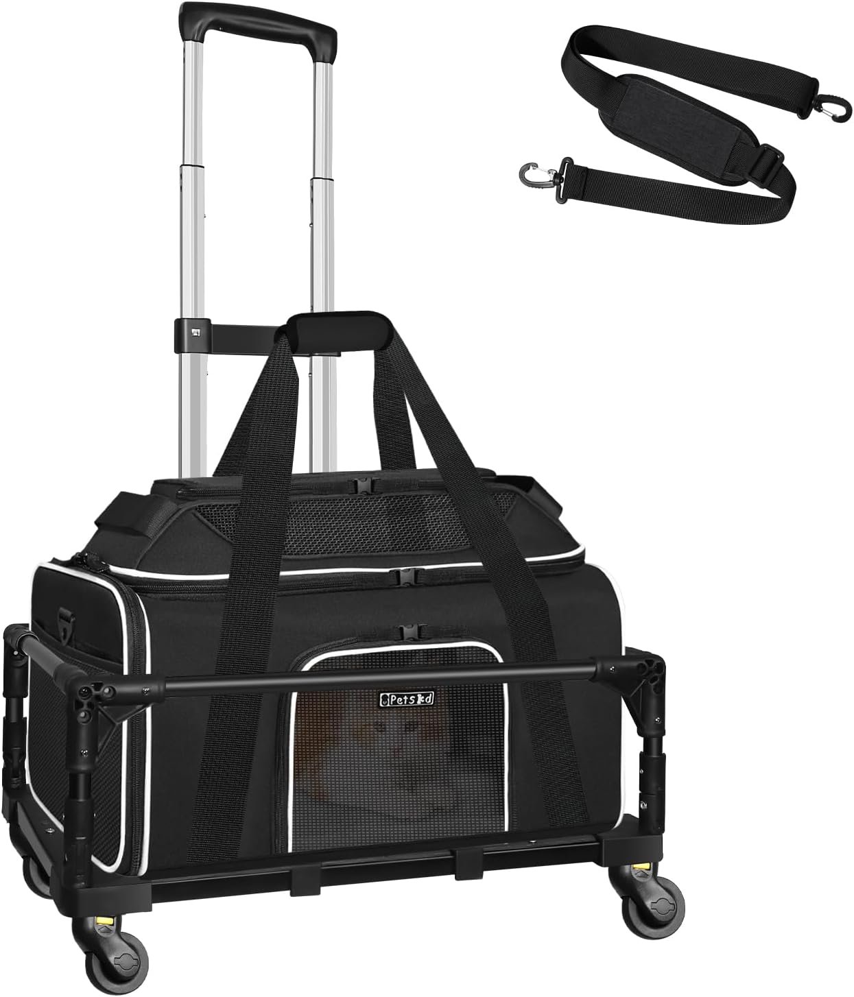 Petskd Top-Expandable Small Pet Carrier with Wheels Airline Approved