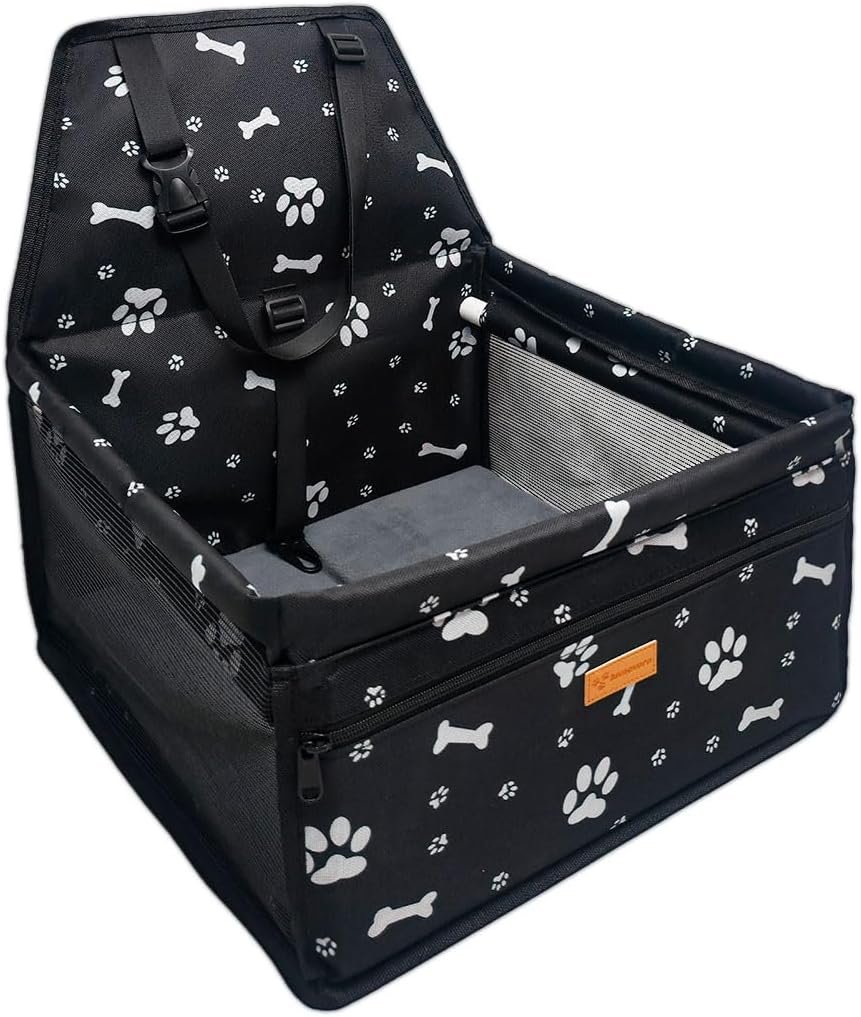 Pet Dog Booster Seat, Upgrading the Framed wall to Prevent Collapse，Breathable and Foldable Pet Car Basket，Removable andWashable pet car seat