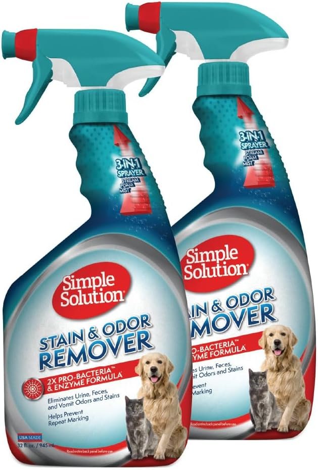 Simple Solution Extreme Stain & Odor Remover, Pee Cleaner, 32oz (Pack of 2)