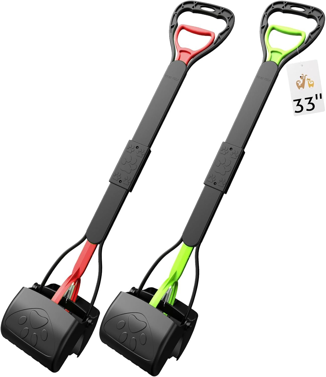 33″ Pooper Scooper 2 Pack, XL Long Handle No-Touch Dog Pooper Scooper