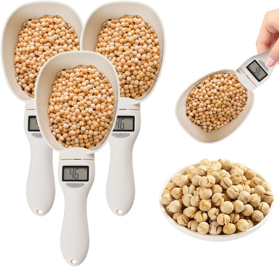Digital Measuring Spoon,Food Measuring Scoop Scale 800g / 0.1g High Precision with LCD Screen,Digital Measuring Weighing Electronic Spoon Scale for Kitchen and Dog Cat Food (Spoon/3pcs)