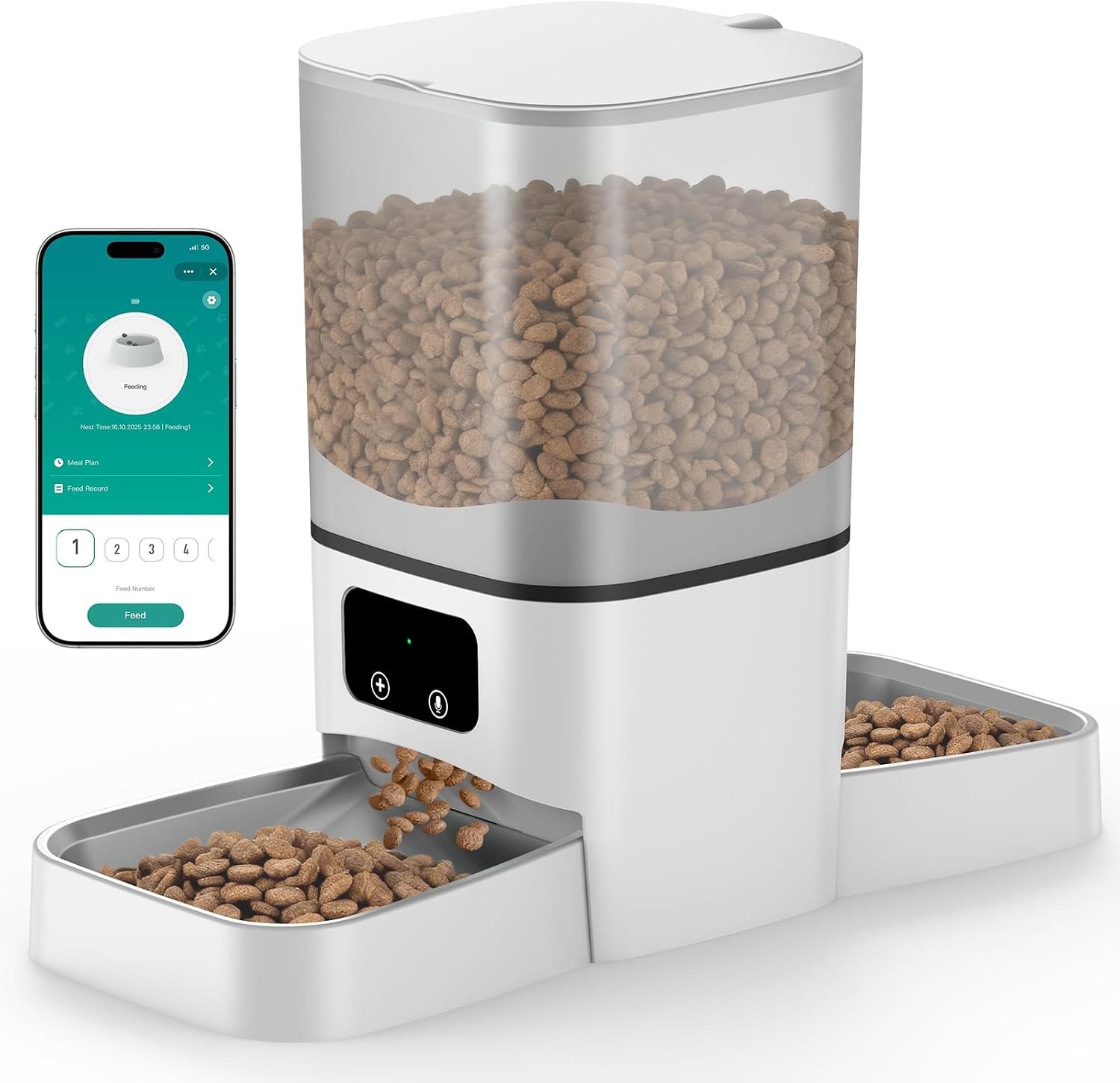 6L Automatic Cat Feeder for 2 Cats, APP Control, Precise Portion Control