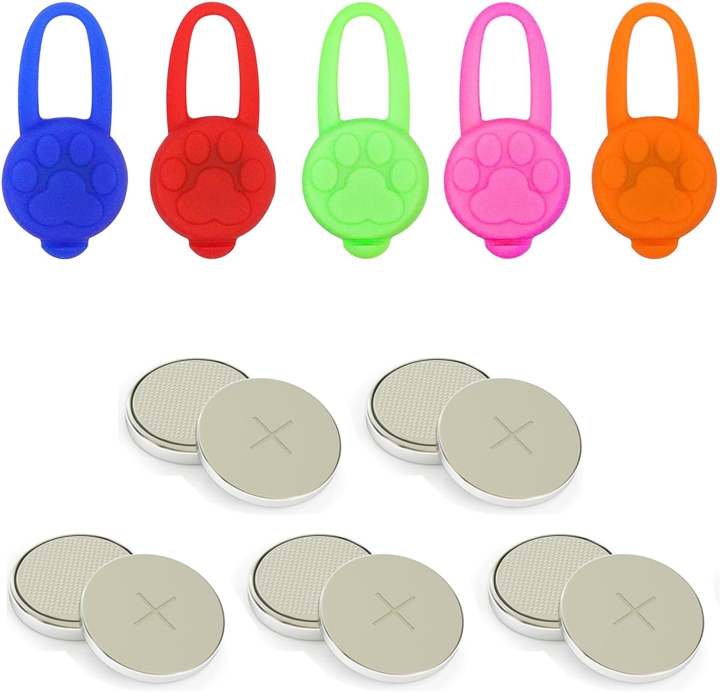Avando Dog Collar Light, Dog Lights for Might Walking, Waterproof Silicon LED Dog Collar Safety Night Walking Lights for Dog and Cat – Batteries Included (5 pcs)
